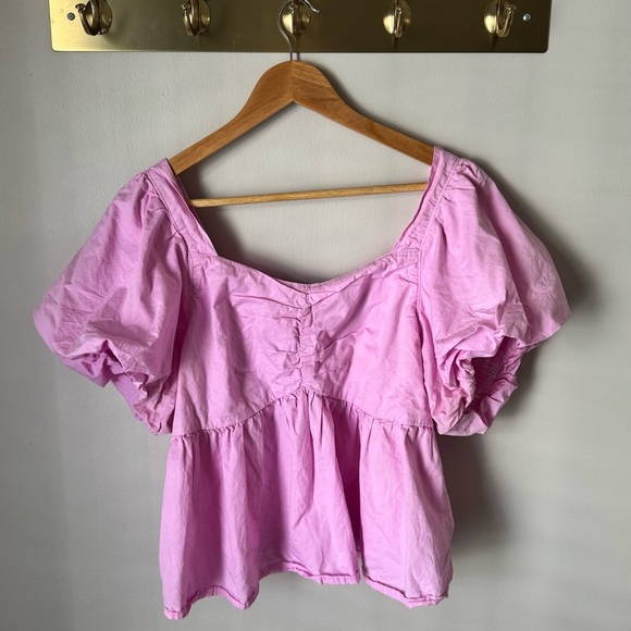 Old Navy | Ruched Smocked Puff Sleeve Babydoll Swim Blouse Size Large Tall - Picture 2 of 5